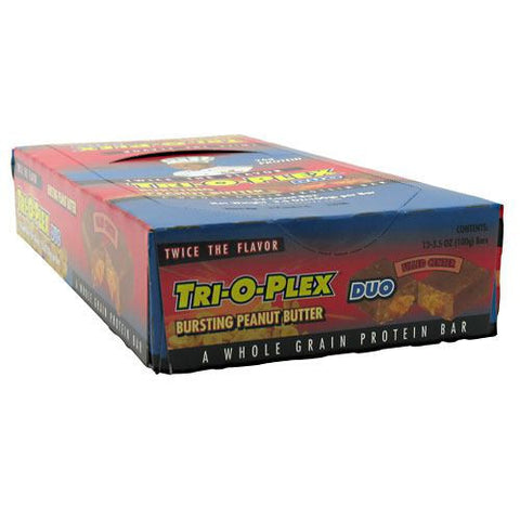 Chef Jays Tri-O-Plex Duo High Protein Food Bar - Bursting Peanut Butter - 12 Bars - 678991456788